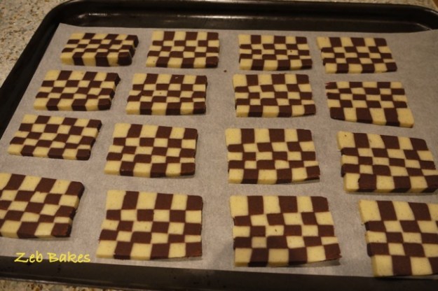 Something of the Grand Prix here! Dan Lepard checkerboard biscuits and mousse